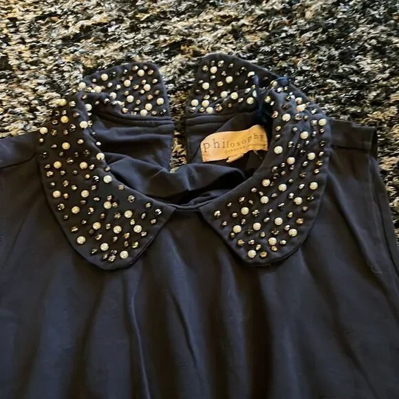 Philosophy navy beaded neckline dress M - Picture 6 of 9